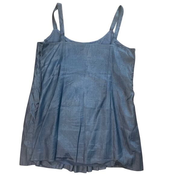 Eileen Fisher Blue Silk Pin-Tuck Cami Top, Bodice Sequins, Parties, Resort, S - Picture 3 of 6